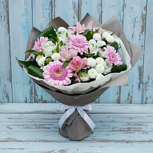 Букет цветов из:  Герберы, Альстромерии и Хризантемы в Полотняный Завод
