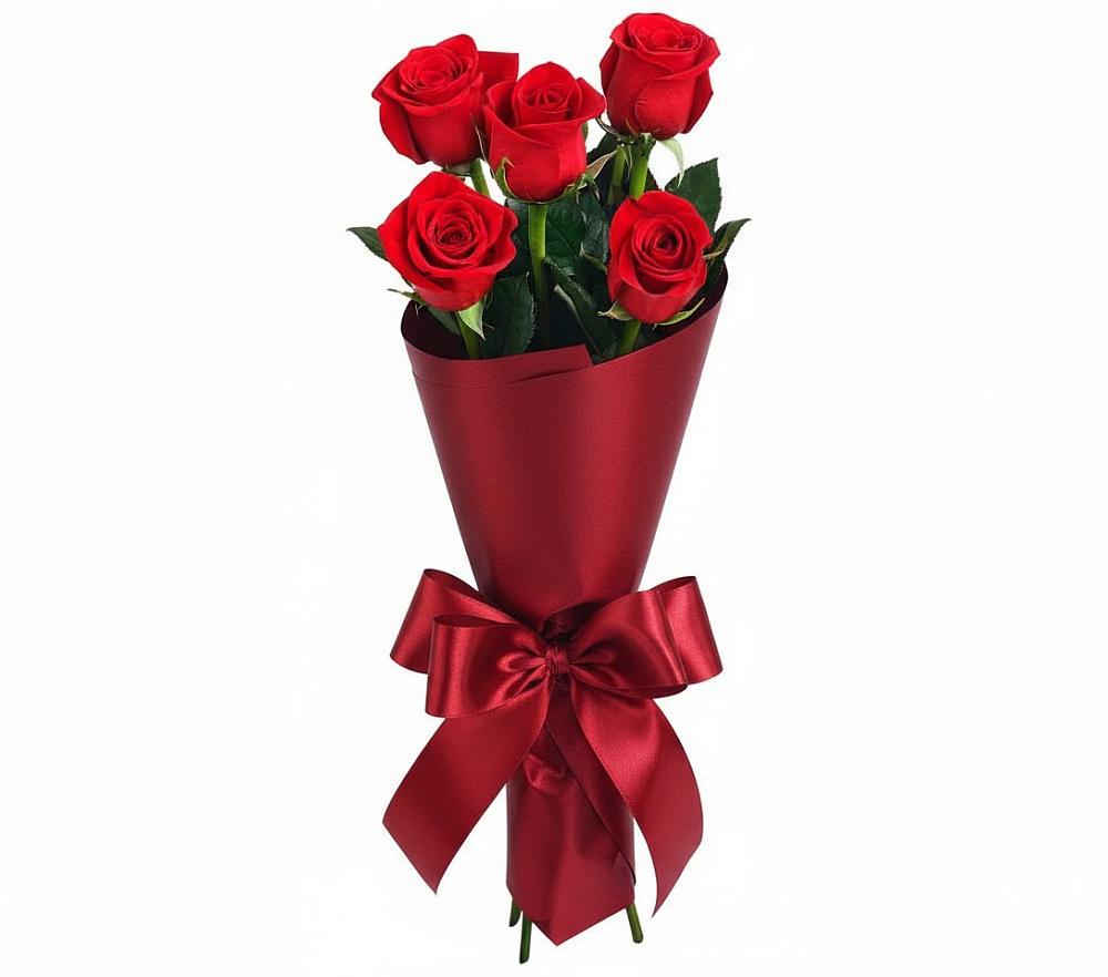 Букет 5 Красных роз Эдлесс Лав в Полотняный Завод