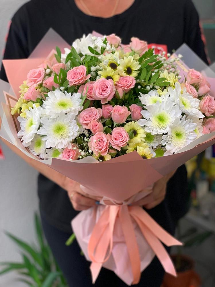 Букет цветов из: Розы и Хризантемы в Полотняный Завод