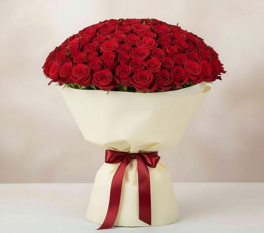 Букет 101 Красная роза Милано в Полотняный Завод