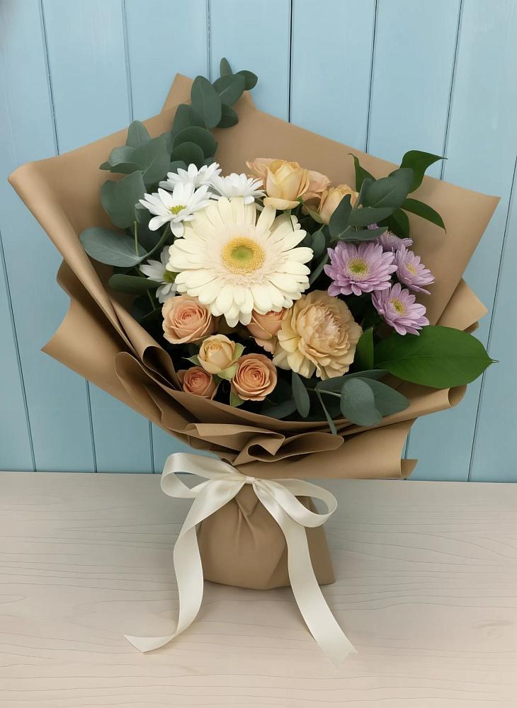 Букет цветов из: Герберы и Хризантемы в Полотняный Завод