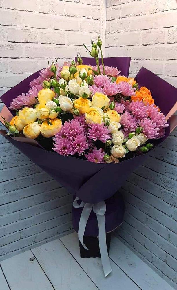 Букет цветов из: Хризантемы и Розы в Полотняный Завод