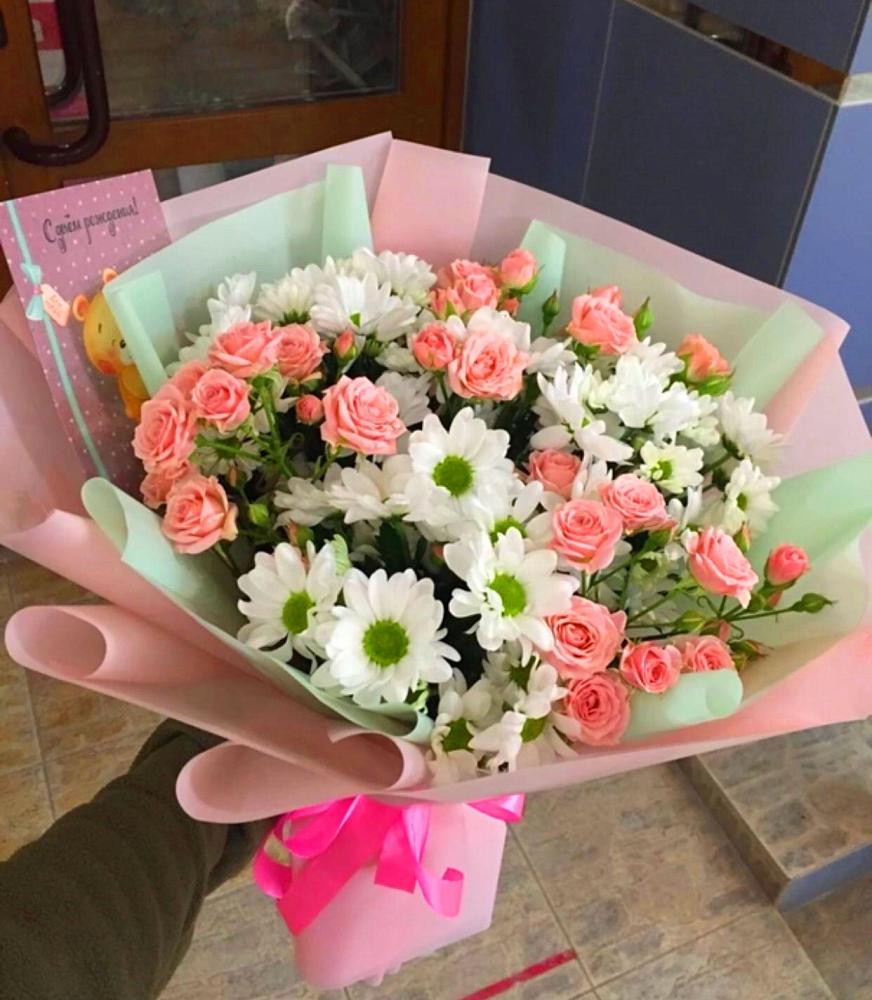 Букет цветов из: Розы и Хризантемы в Полотняный Завод