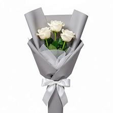 Букет 3 белые розы в Полотняный Завод