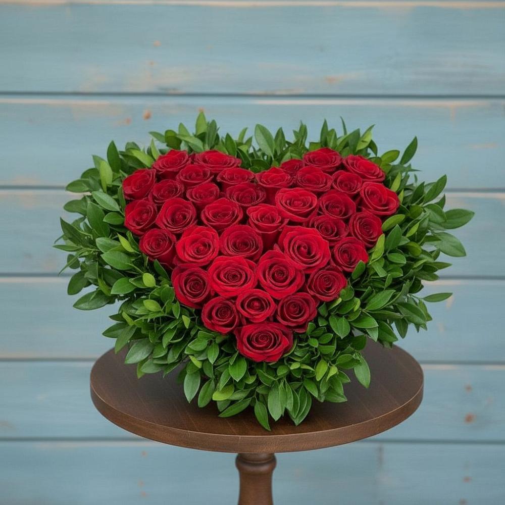 Цветочная композиция из Розы в виде сердца в Полотняный Завод