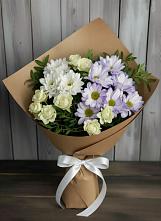 Букет цветов из:  Хризантемы и Розы в Полотняный Завод
