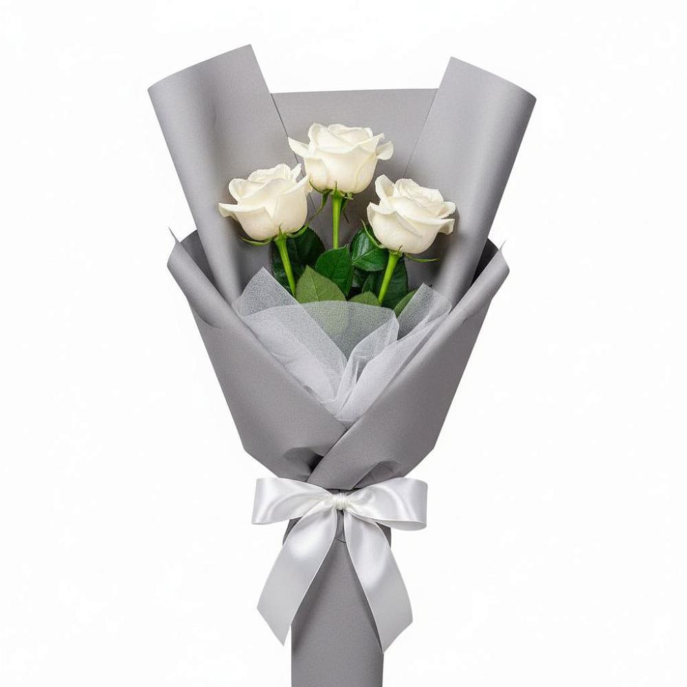 Букет 3 белые розы в Полотняный Завод