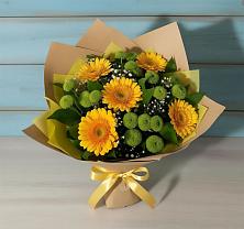 Букет цветов из:  Герберы и Хризантемы #REPLACE_PRED# Полотняный Завод