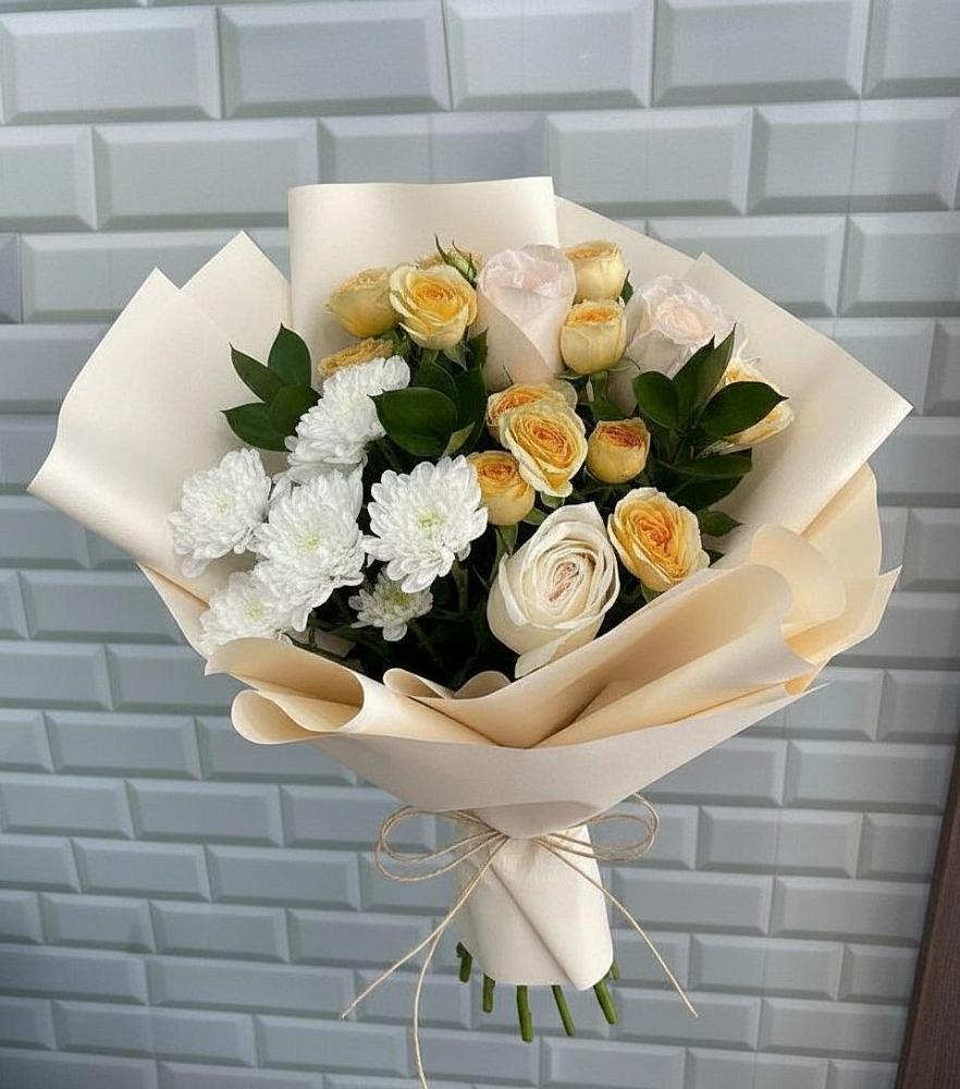 Букет цветов из: Розы и Хризантемы в Полотняный Завод