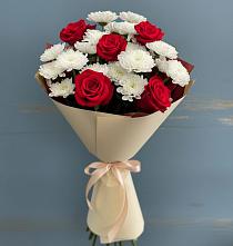 Букет цветов из:  Розы и Хризантемы в Полотняный Завод