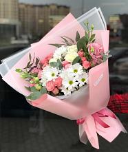 Букет цветов из:  Розы, Лизиантусы и Хризантемы в Полотняный Завод