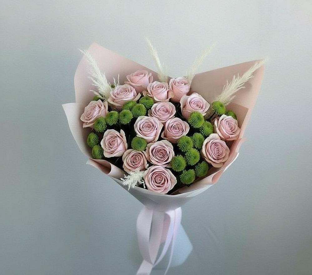 Букет цветов из: Розы и Хризантемы в Полотняный Завод