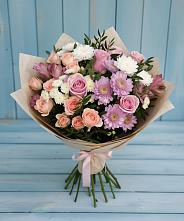 Букет цветов из:  Хризантемы, Розы и Альстромерии #REPLACE_PRED# Полотняный Завод