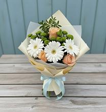 Букет цветов из:  Герберы, Розы и Хризантемы #REPLACE_PRED# Полотняный Завод