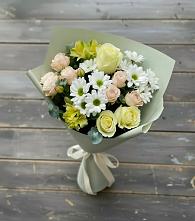 Букет цветов из:  Альстромерии, Розы и Хризантемы #REPLACE_PRED# Полотняный Завод