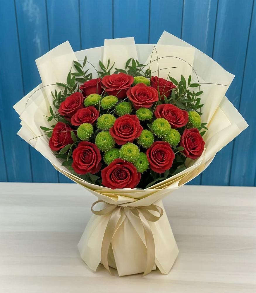 Букет цветов из: Розы и Хризантемы в Полотняный Завод