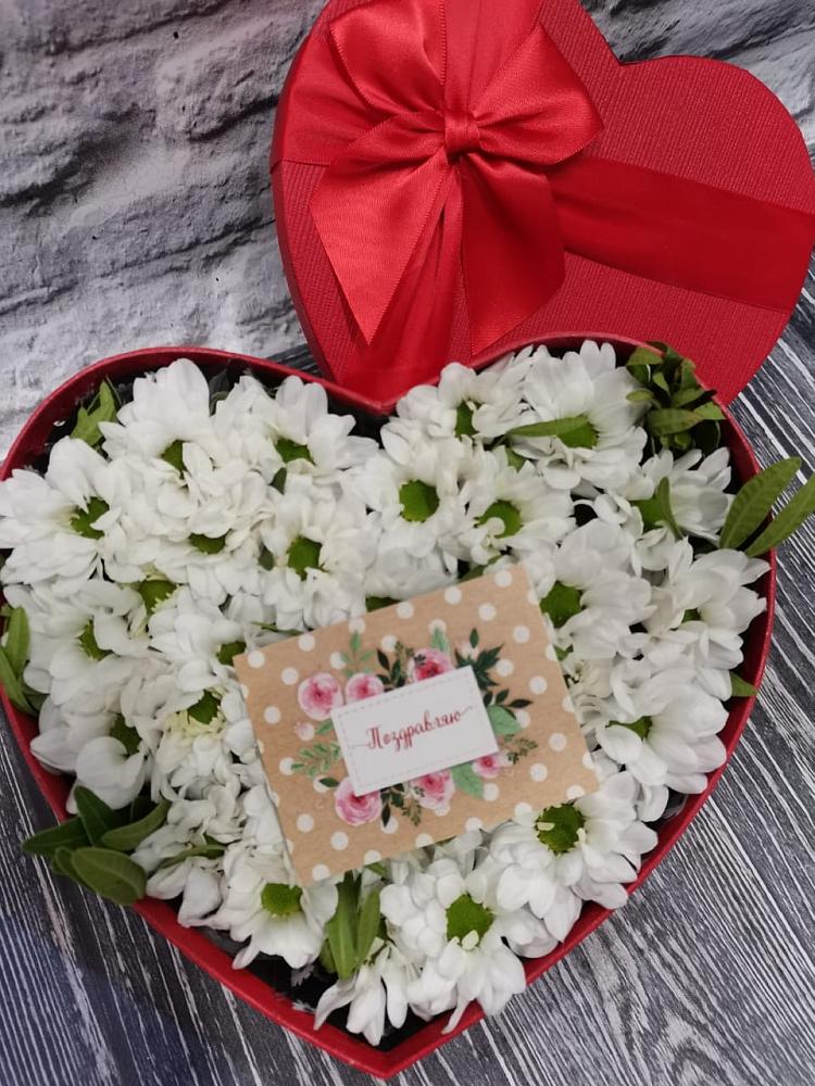 Цветочная композиция из Хризантемы в виде сердца в Полотняный Завод