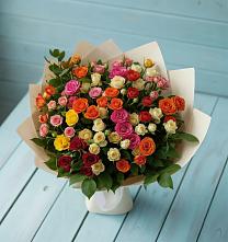 Букет Микс из разноцветных кустовых роз #REPLACE_PRED# Полотняный Завод